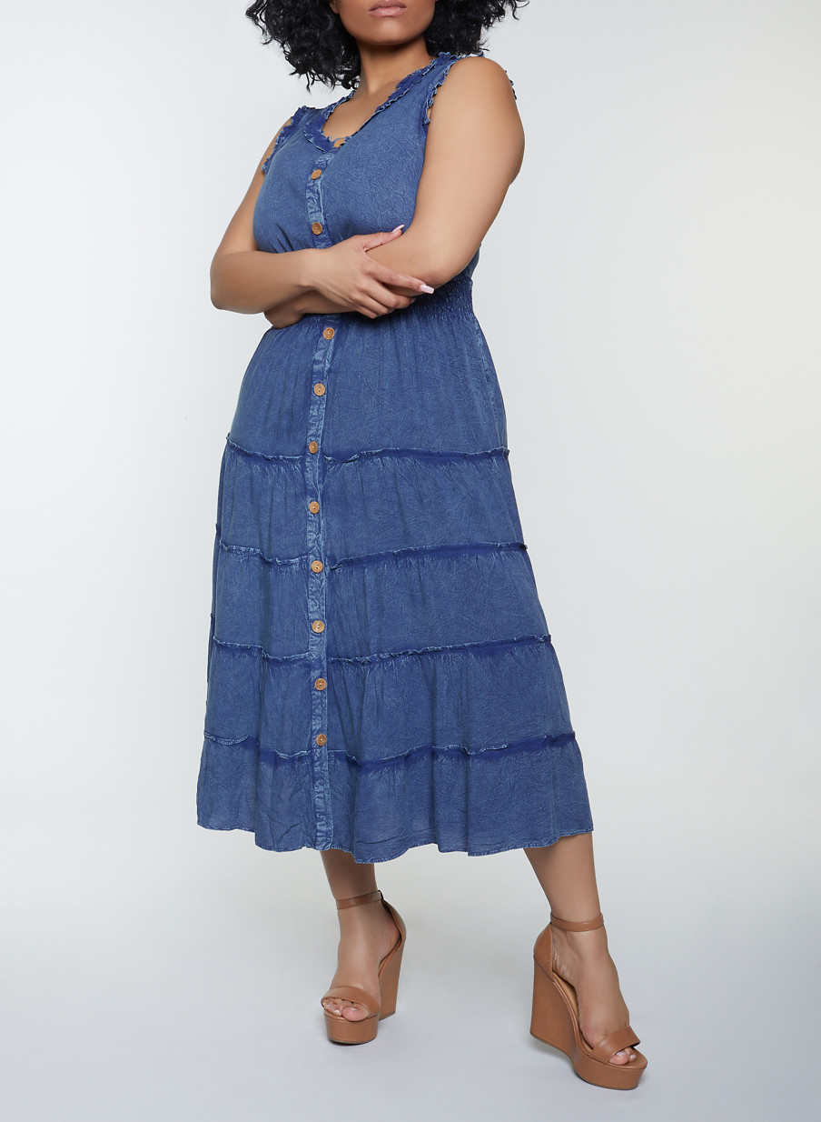 plus size denim maxi dress