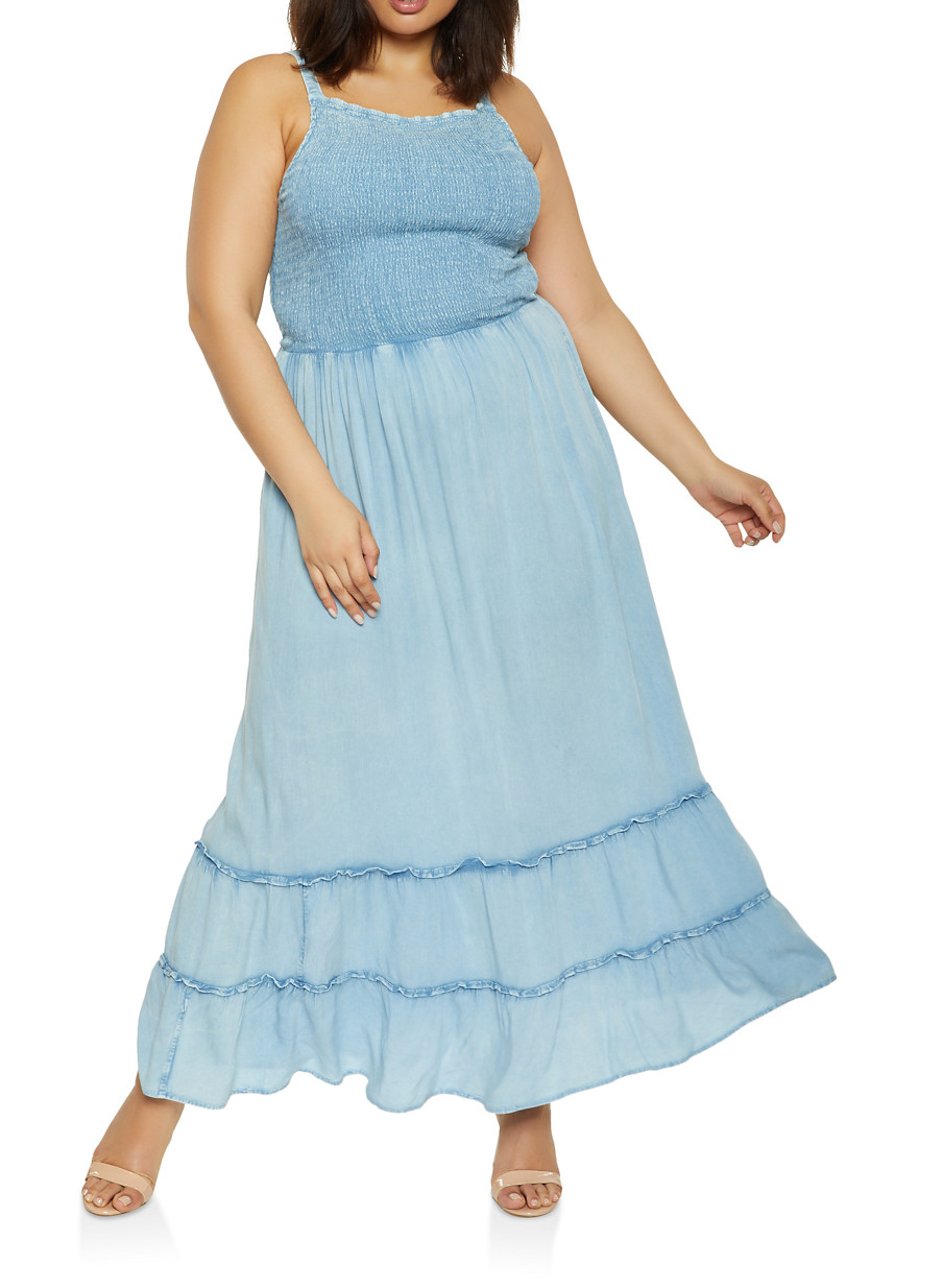 smocked maxi dress plus size