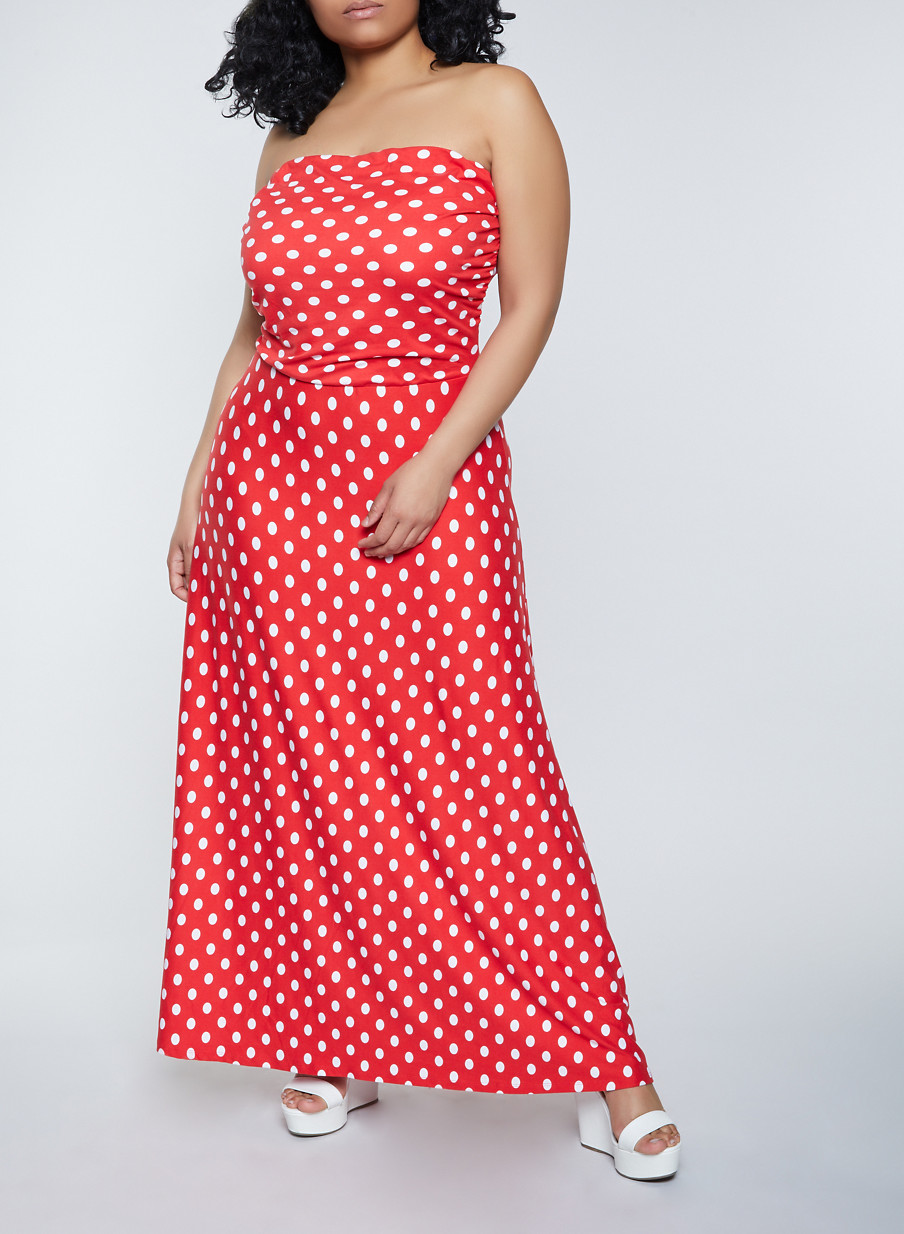plus size polka dot maxi dress