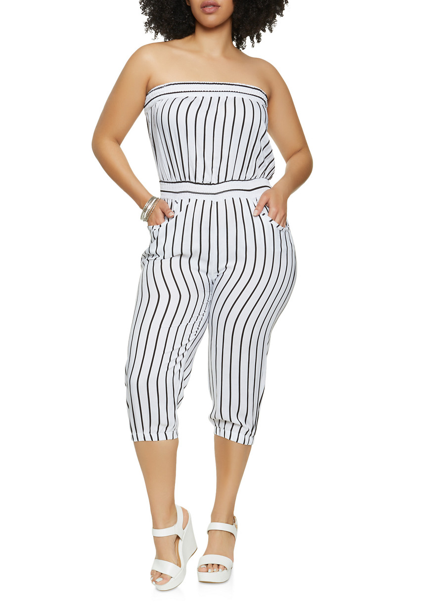 strapless plus size jumpsuit