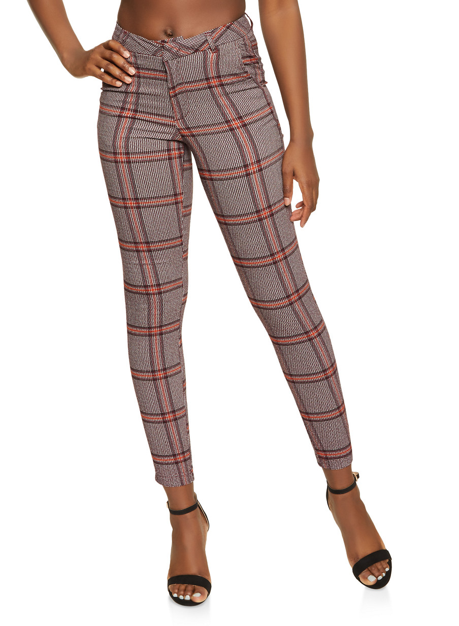 plaid skinny leggings