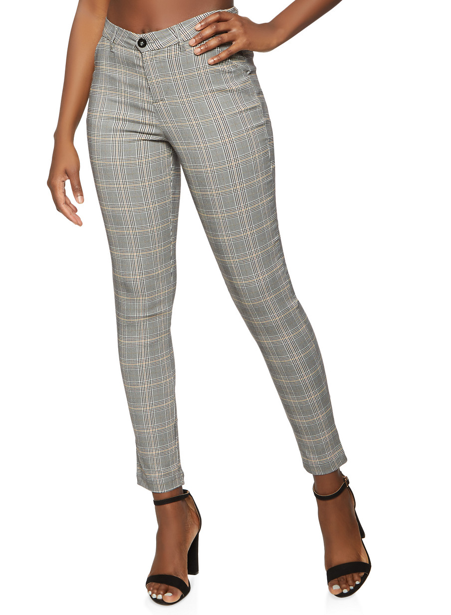plaid skinny dress pants