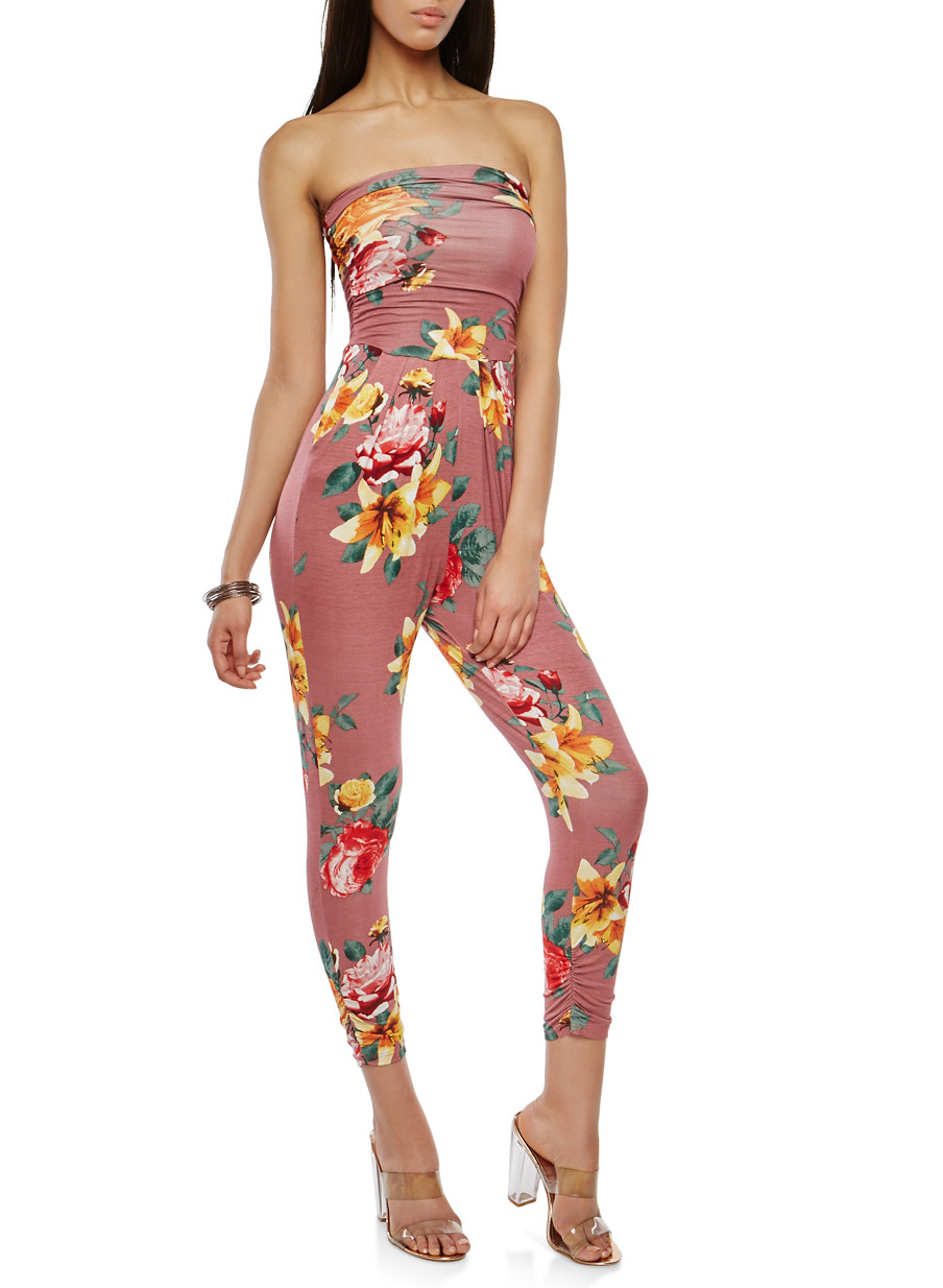 Strapless Floral Jumpsuit