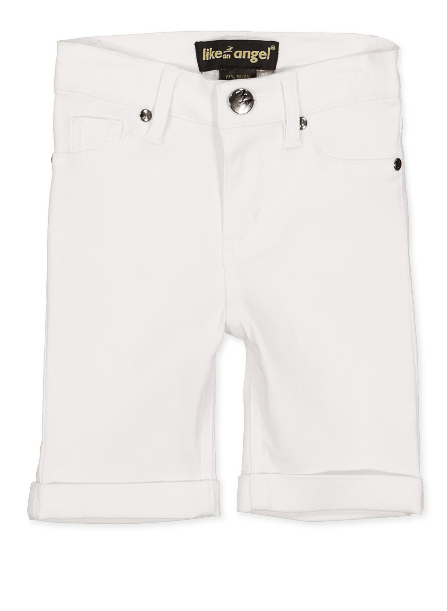 girls white bermuda shorts