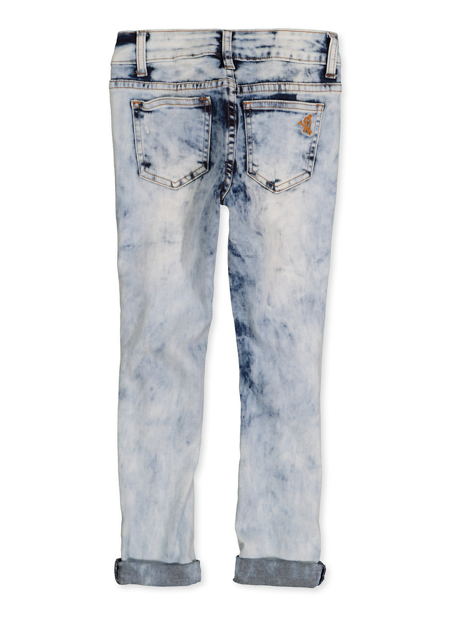 acid wash distressed jeans