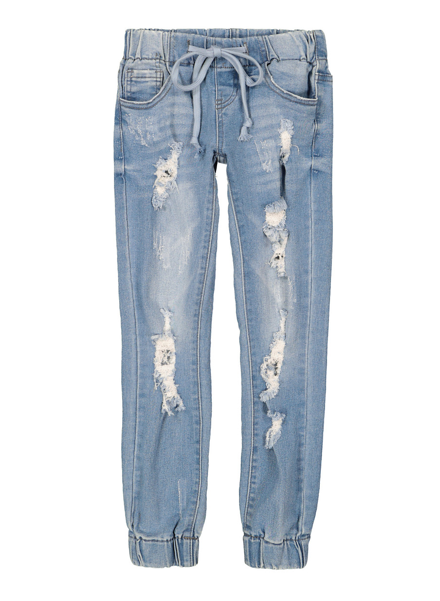 distressed jean joggers