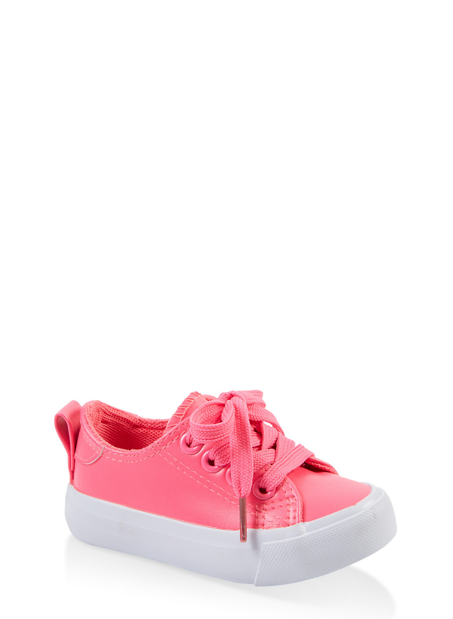 Girls 6-11 Neon Pink Lace Up Sneakers