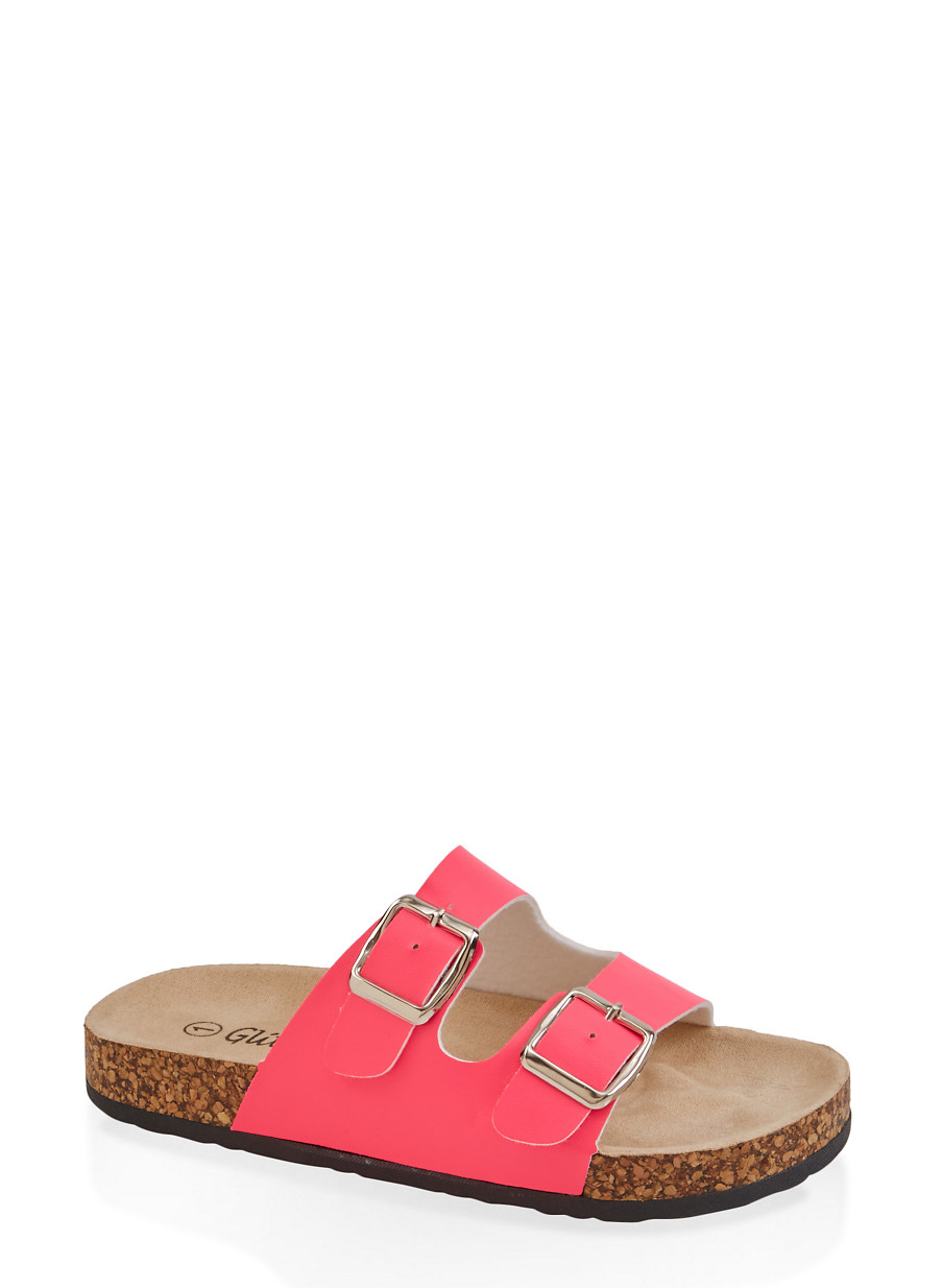neon slide sandals
