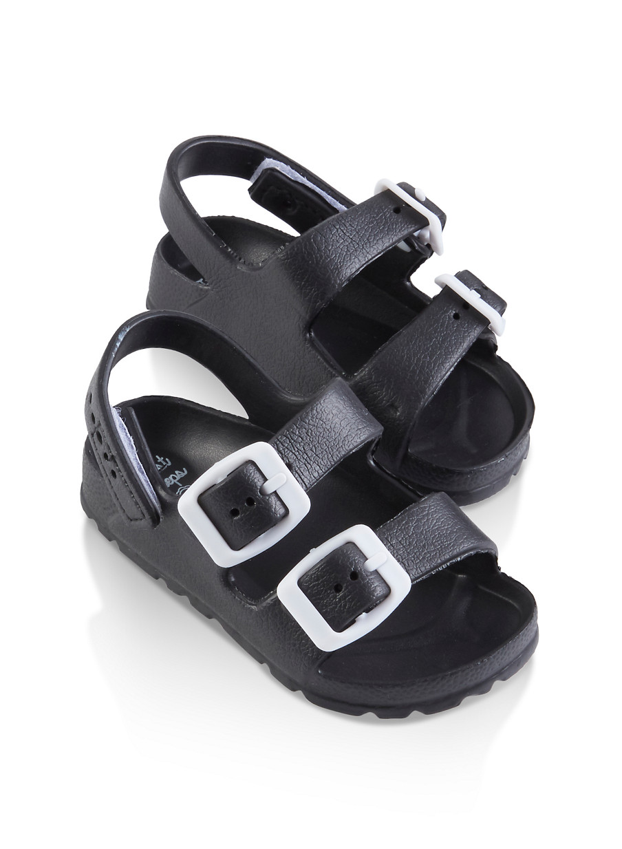 black footbed sandals