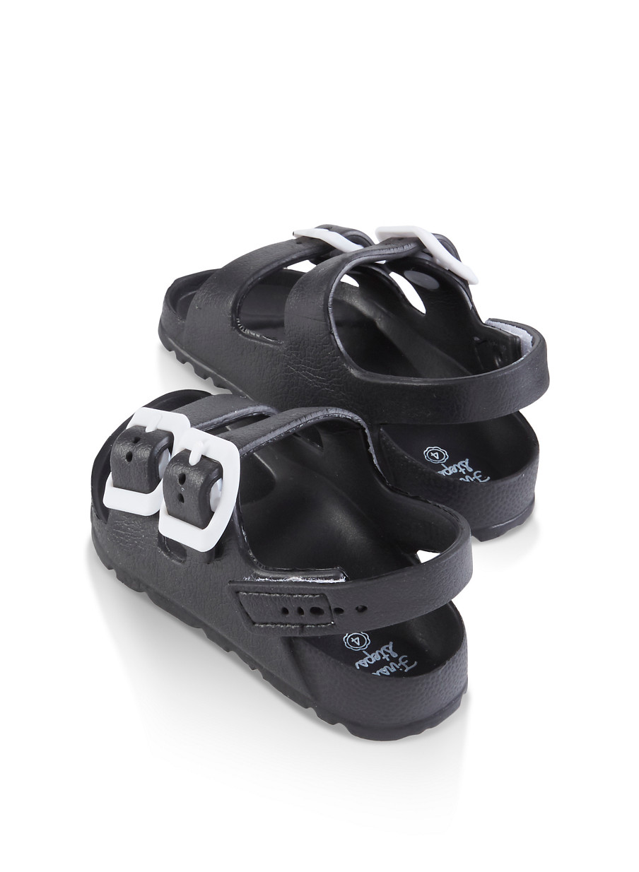 black footbed sandals