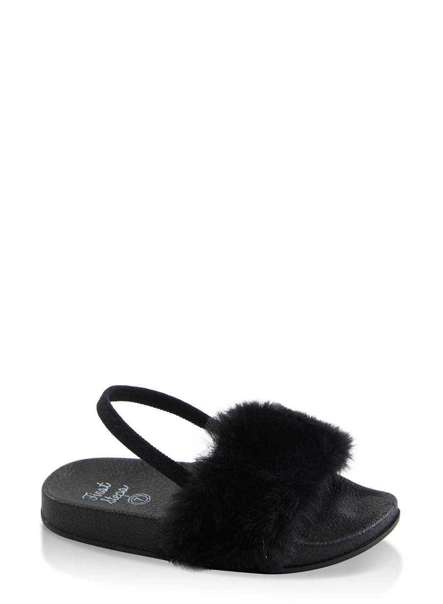 faux fur slingback sandals