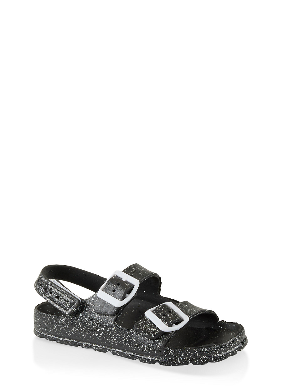 little girls black sandals