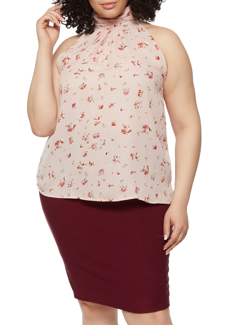 mock neck sleeveless top plus size