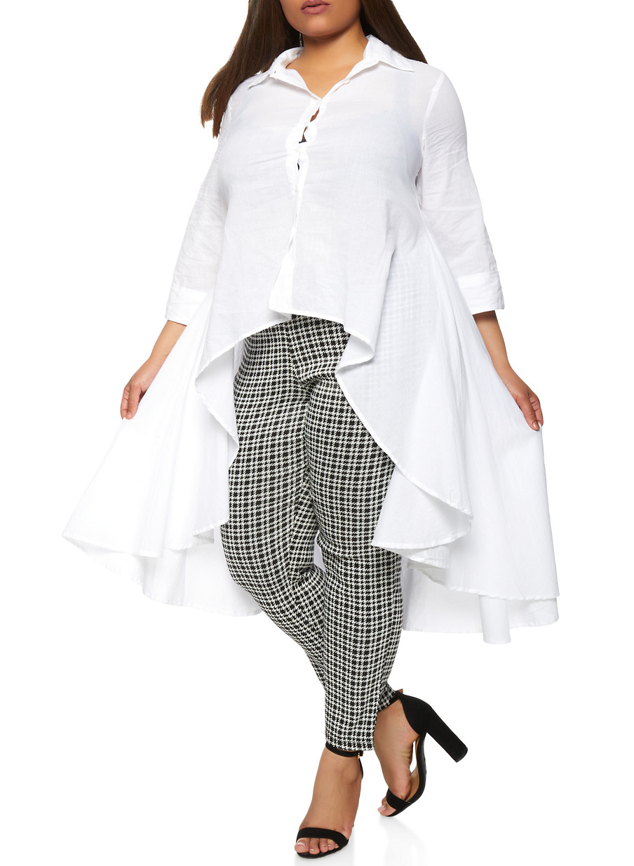 white high low shirt plus size