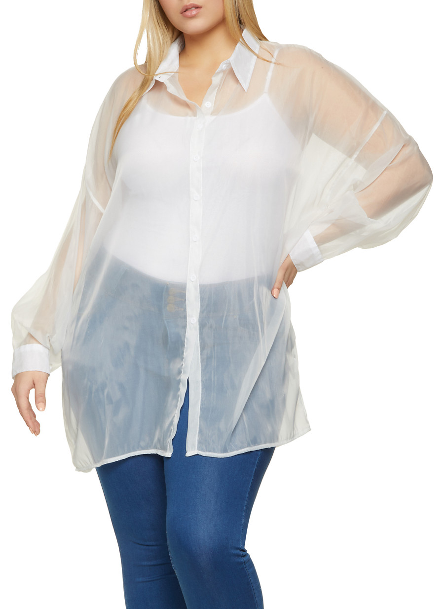 Plus Size Organza Shirt