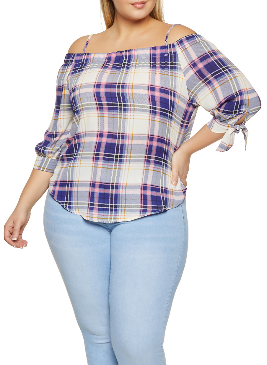 plus size cut out shoulder tops