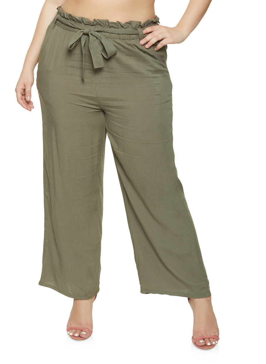 plus size high waisted paperbag trousers