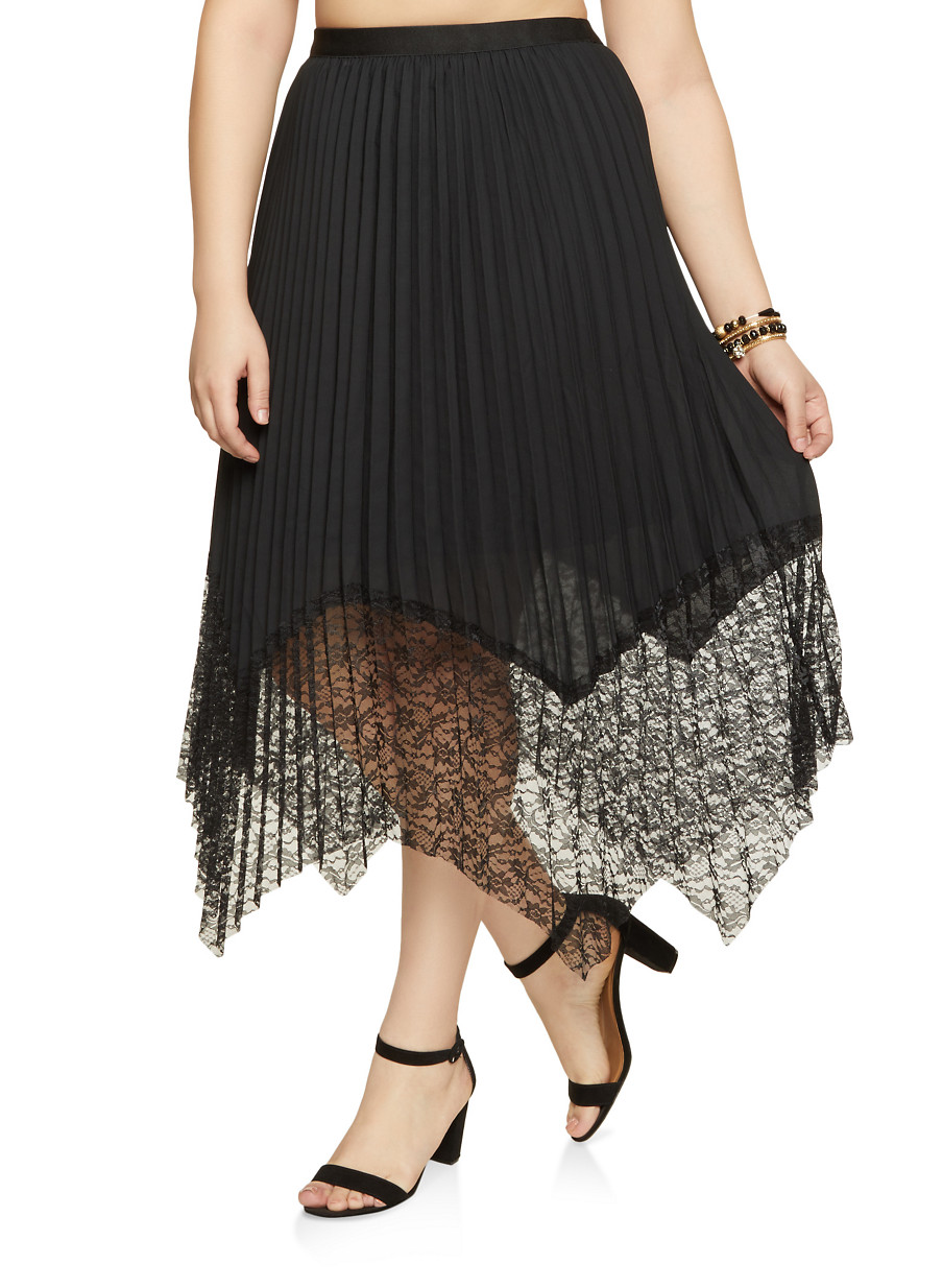 Plus Size Pleated Sharkbite Skirt