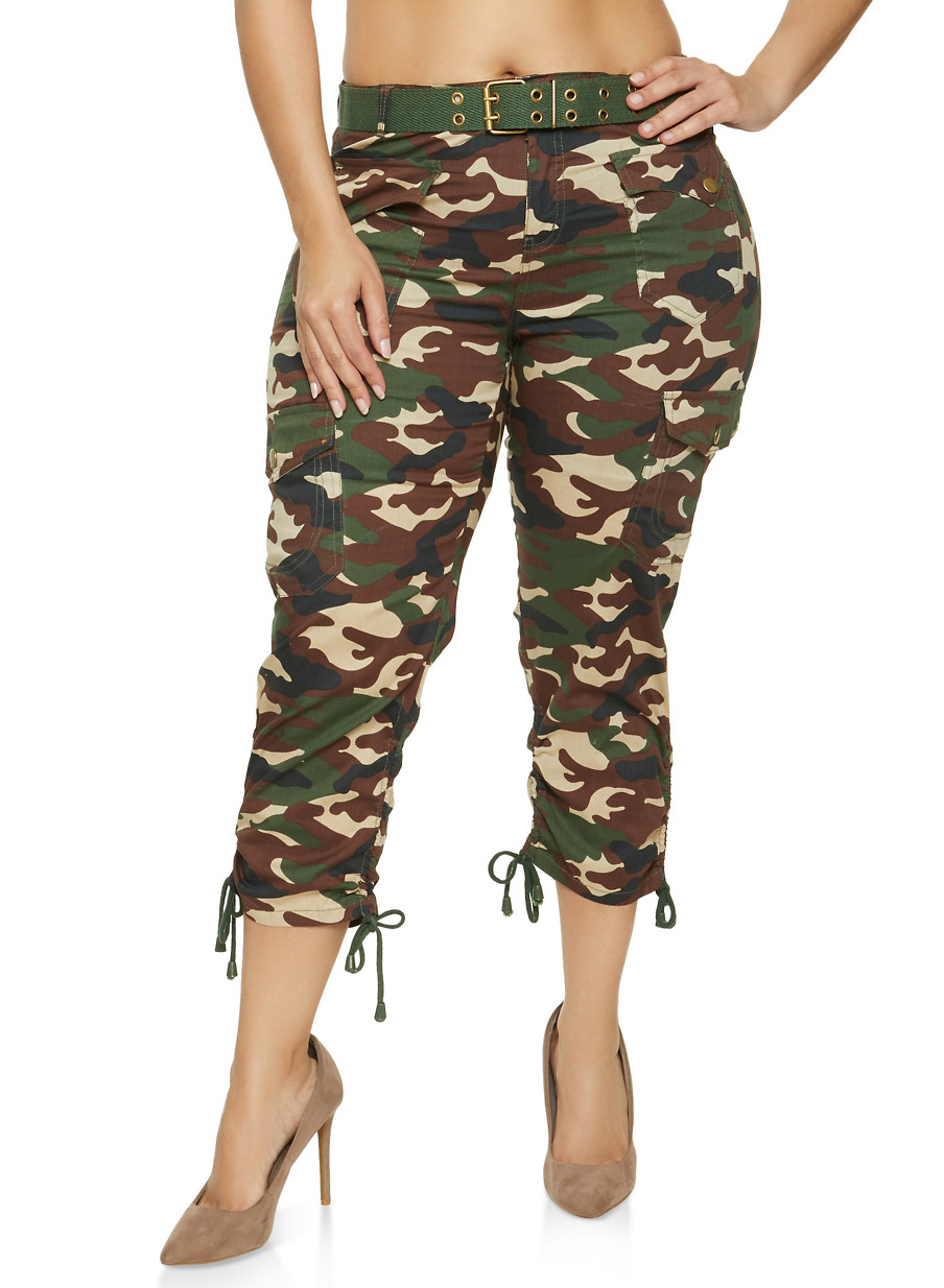 camo belted pants