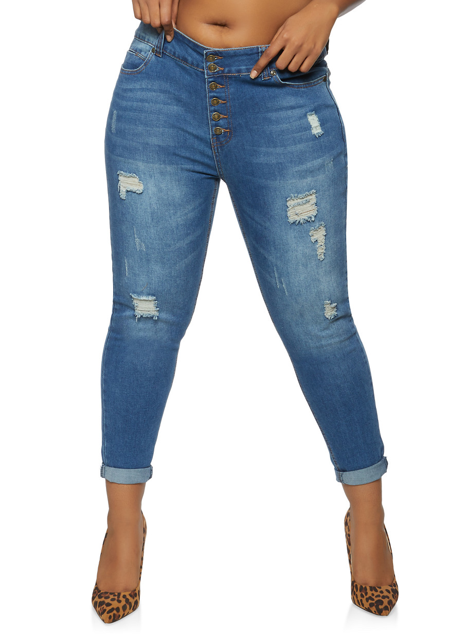 plus size distressed jeans