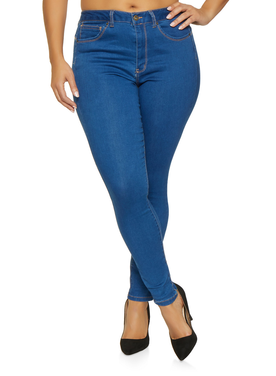 Plus Size Wax Push Up Jeans Rainbow
