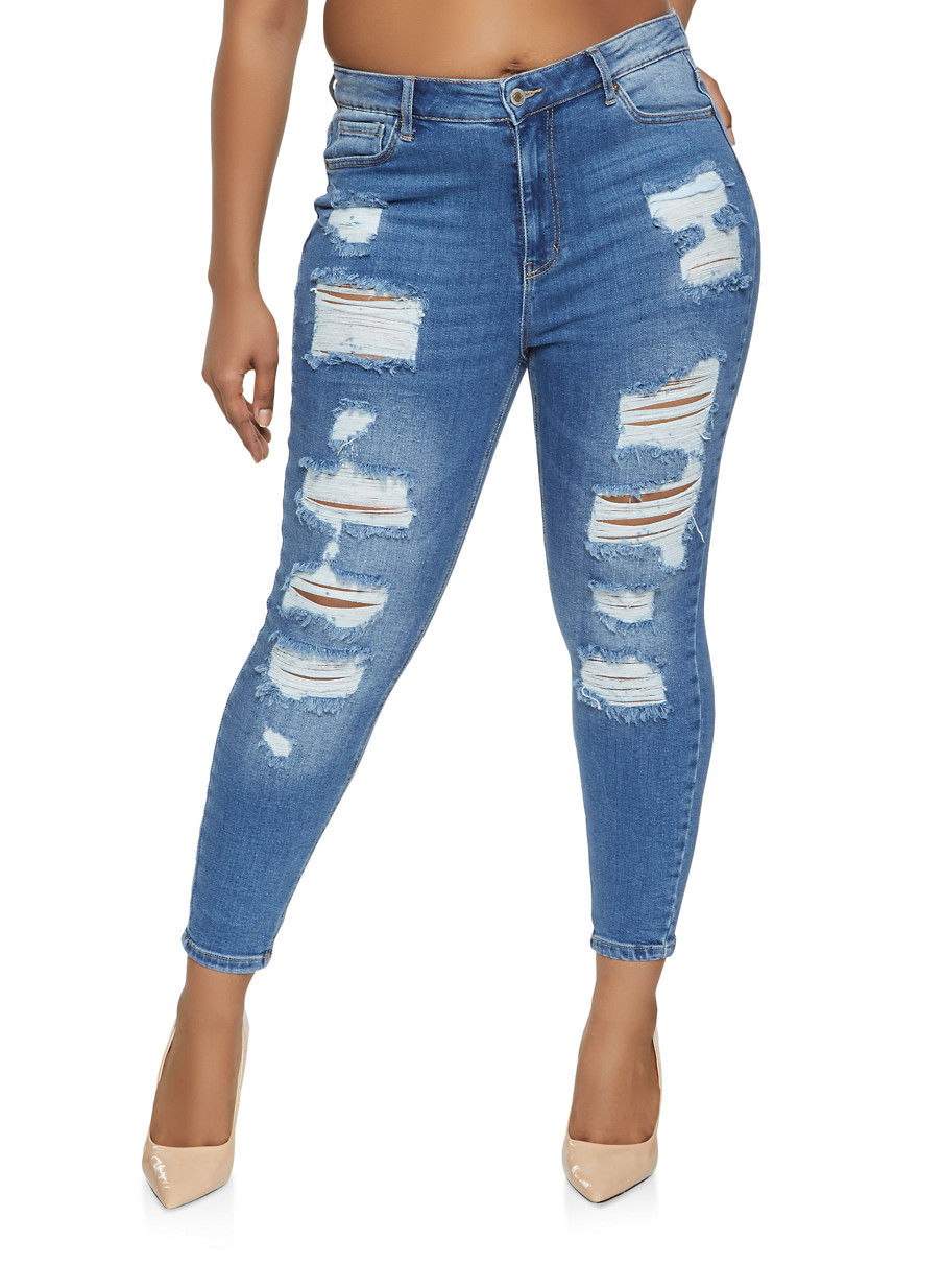 plus size ripped jeans cheap
