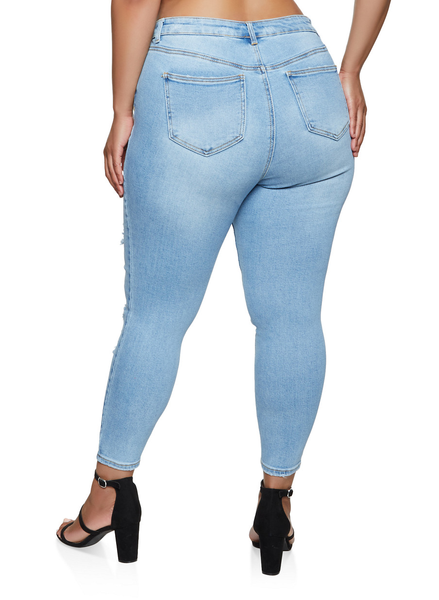 cheap plus size distressed jeans