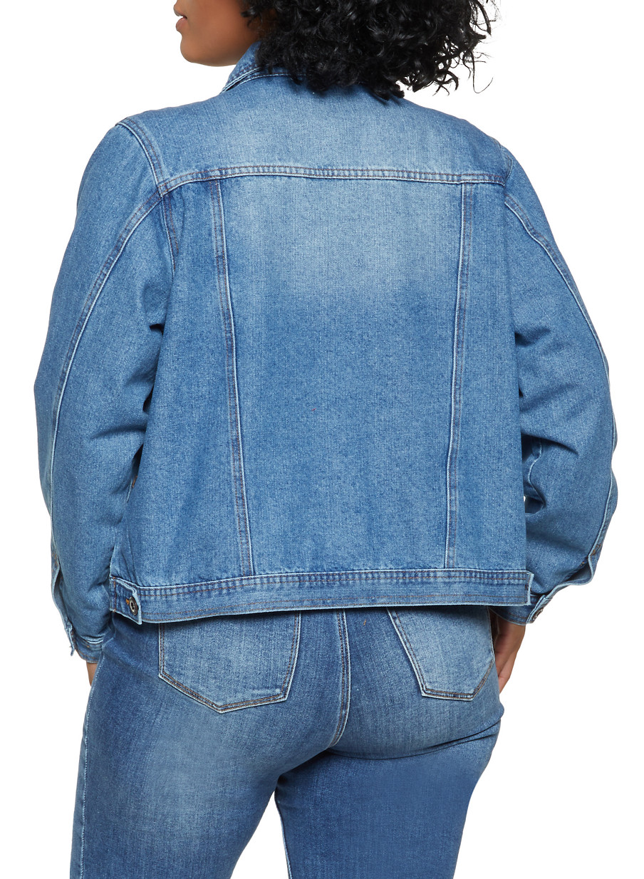 plus size destroyed jean jacket