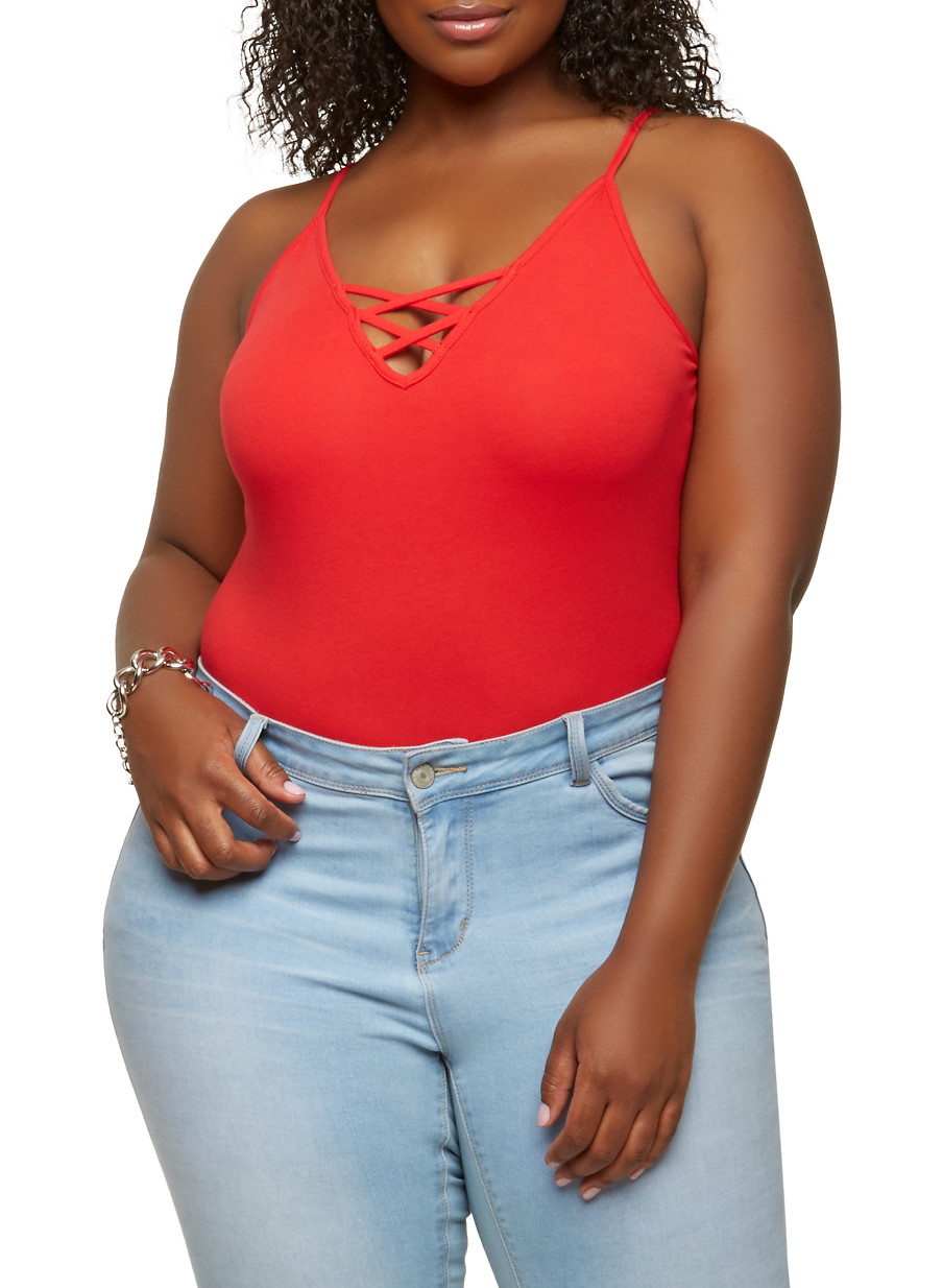 Plus Size Caged Front Bodysuit