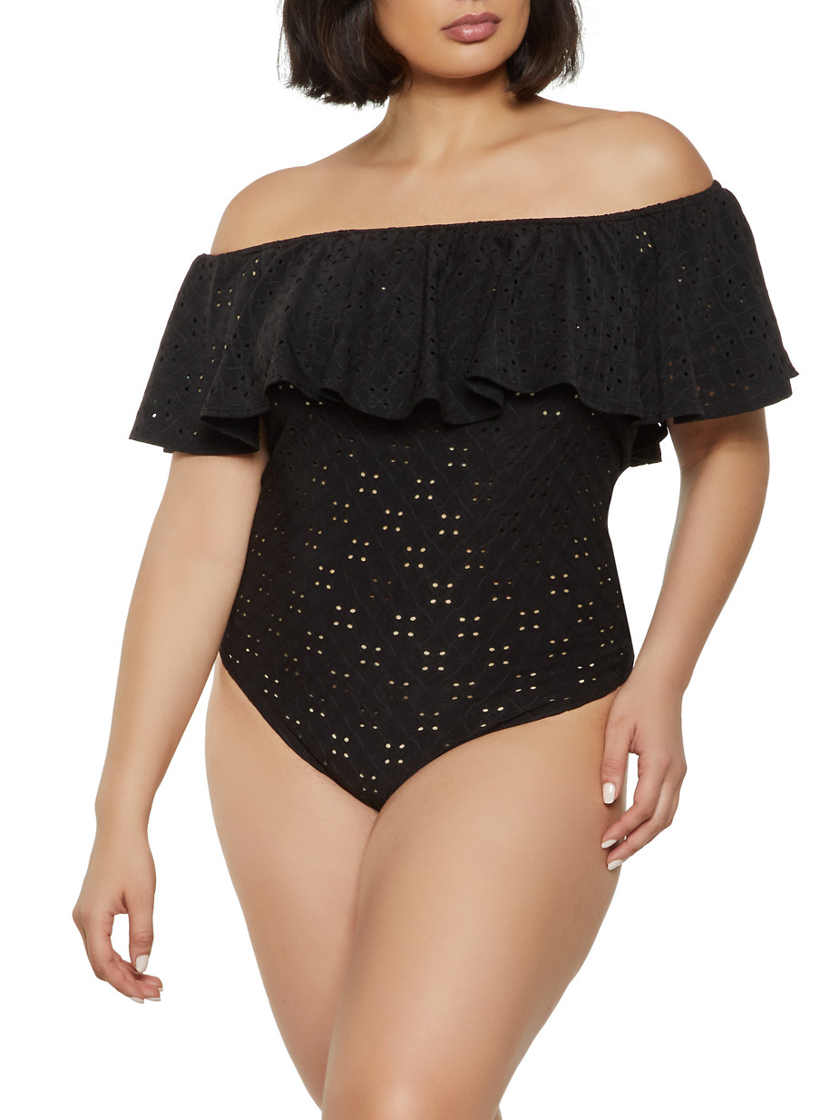 plus size off the shoulder bodysuit