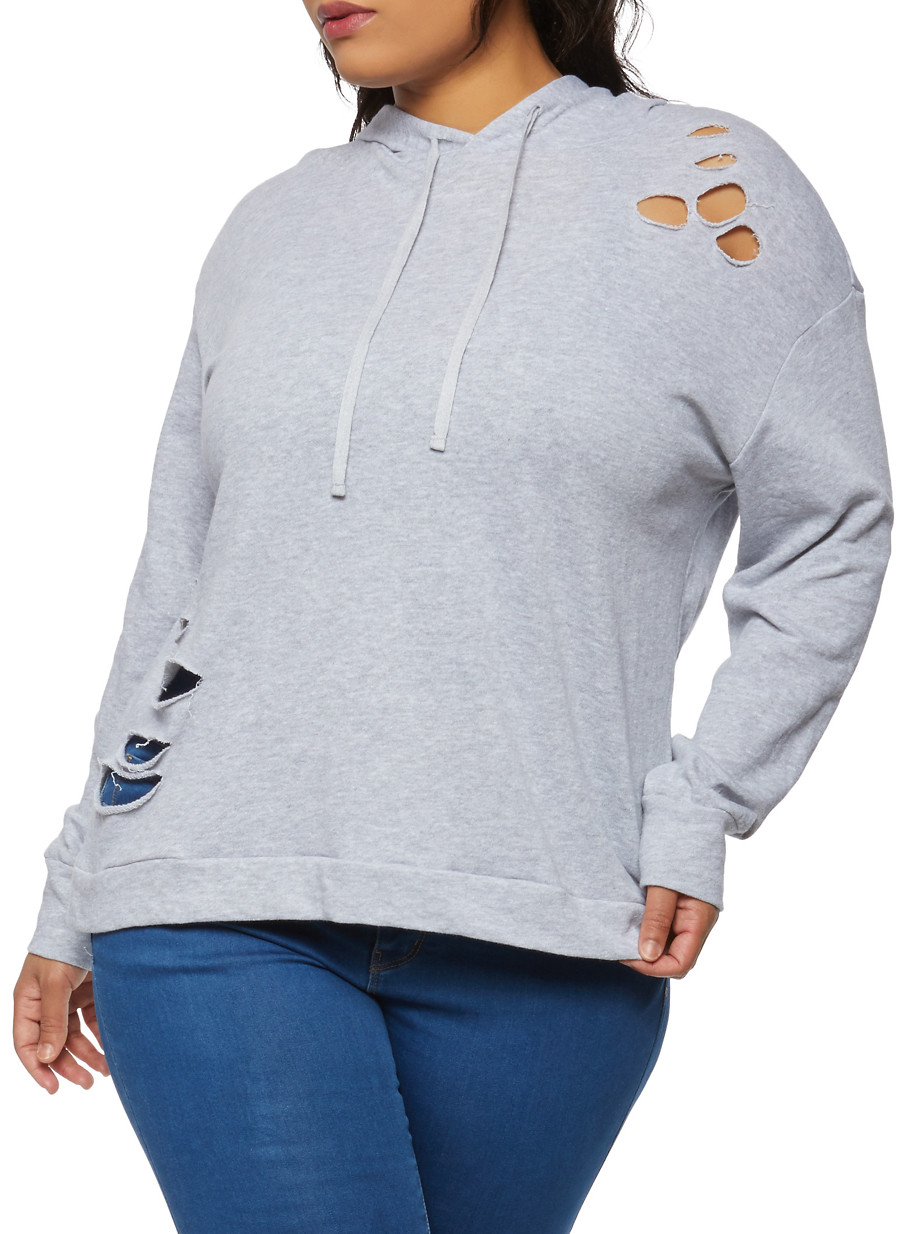 plus size distressed sweatshirt