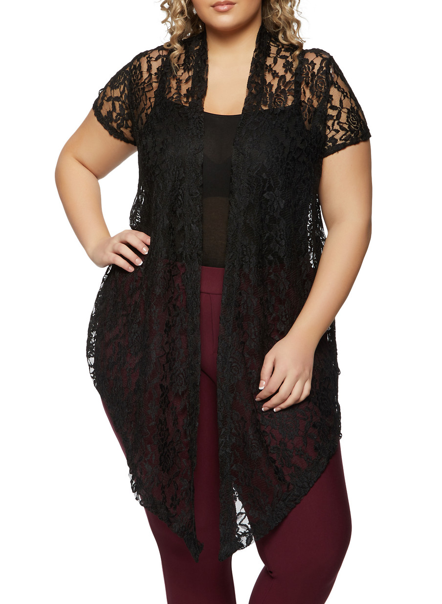 plus size tie front cardigan