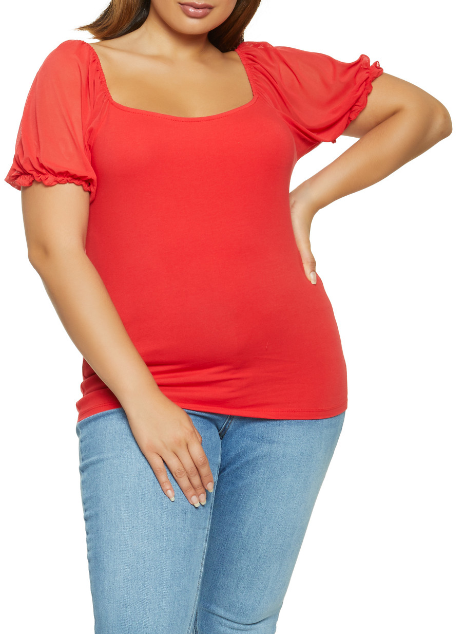 red mesh top plus size