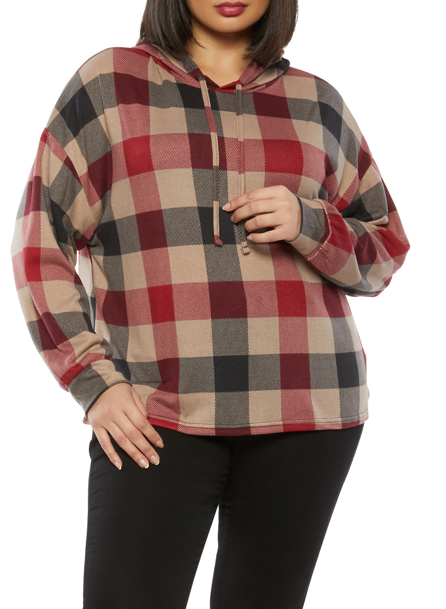 plus size plaid hoodie