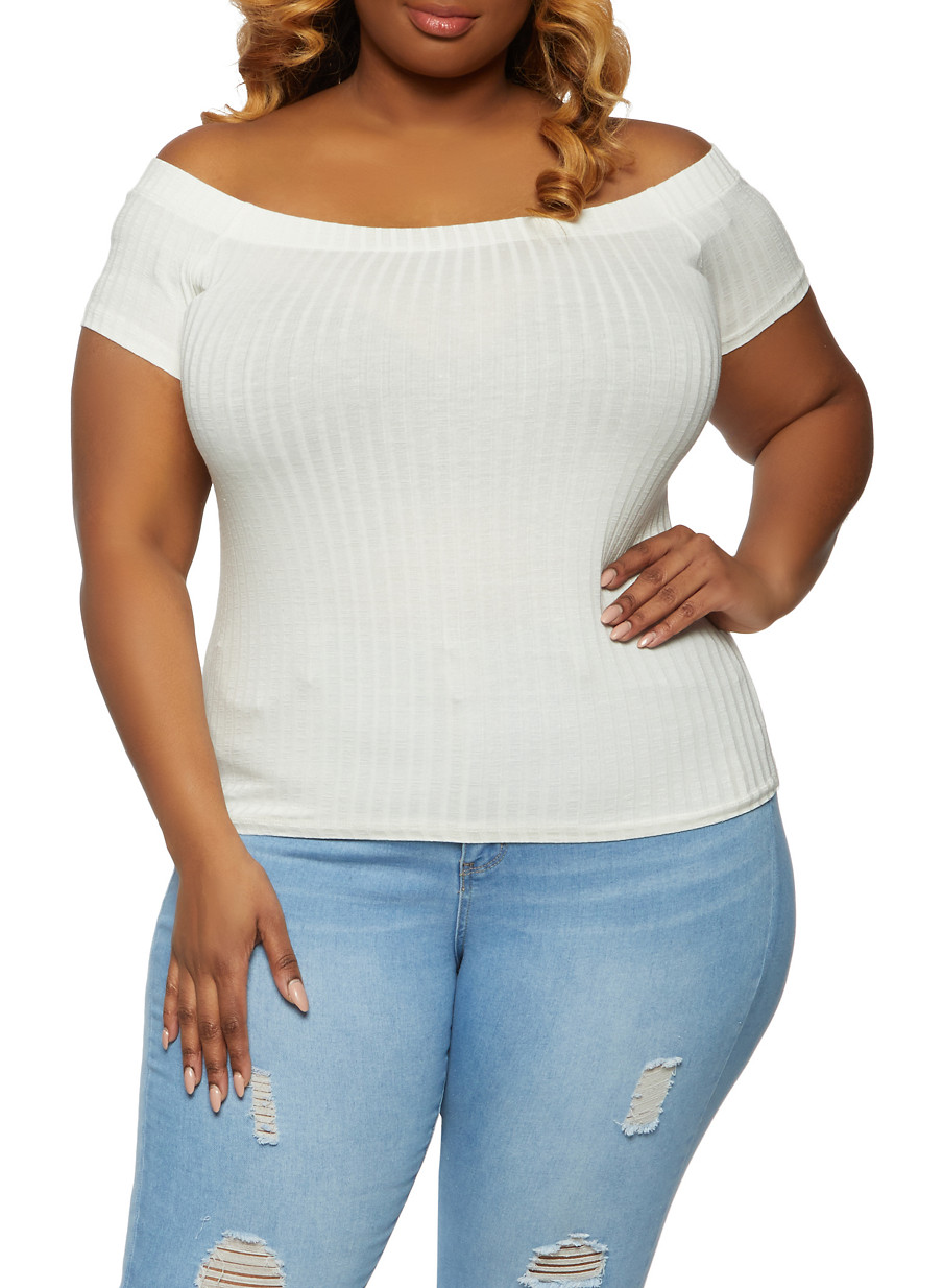 plus size cut out shoulder tops