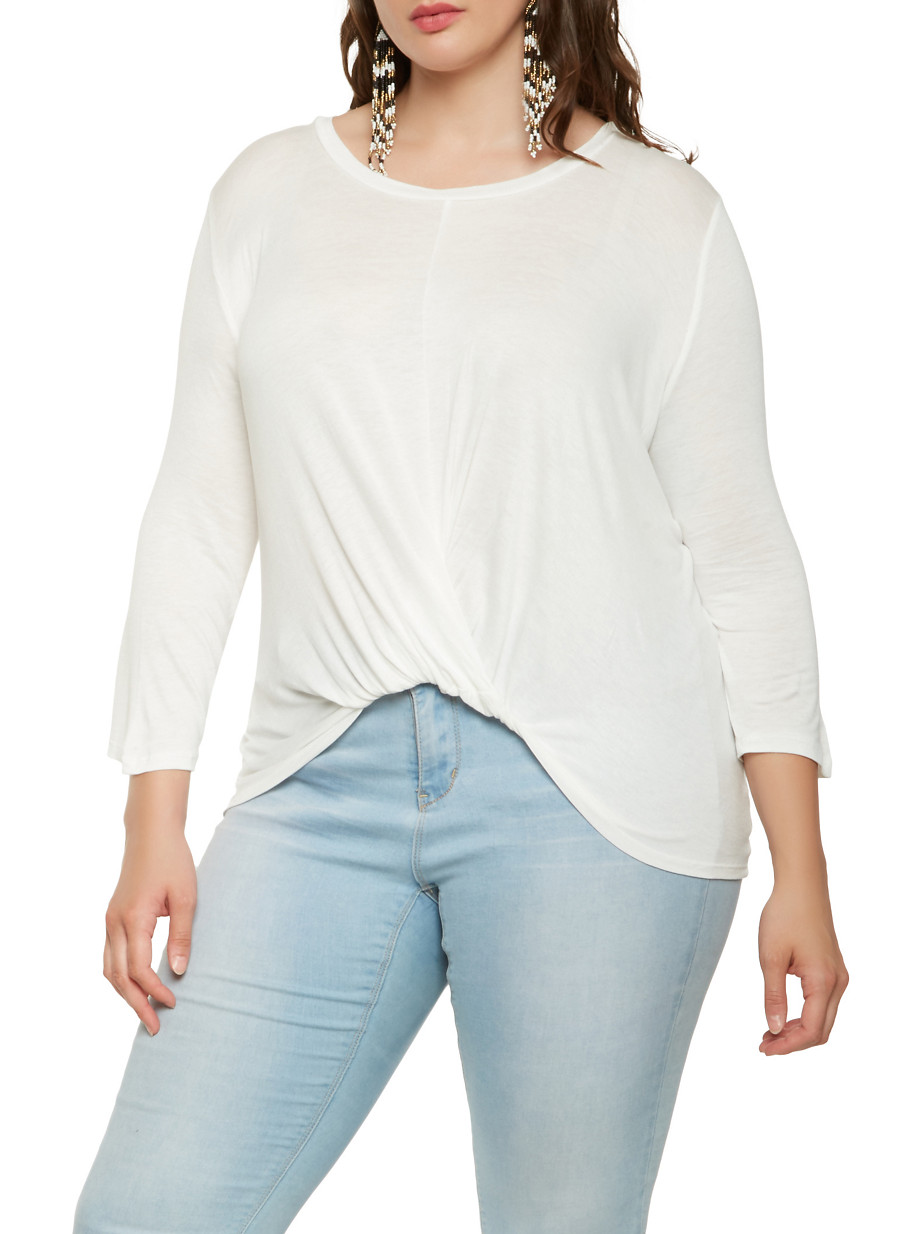 Plus Size Twist Front Top