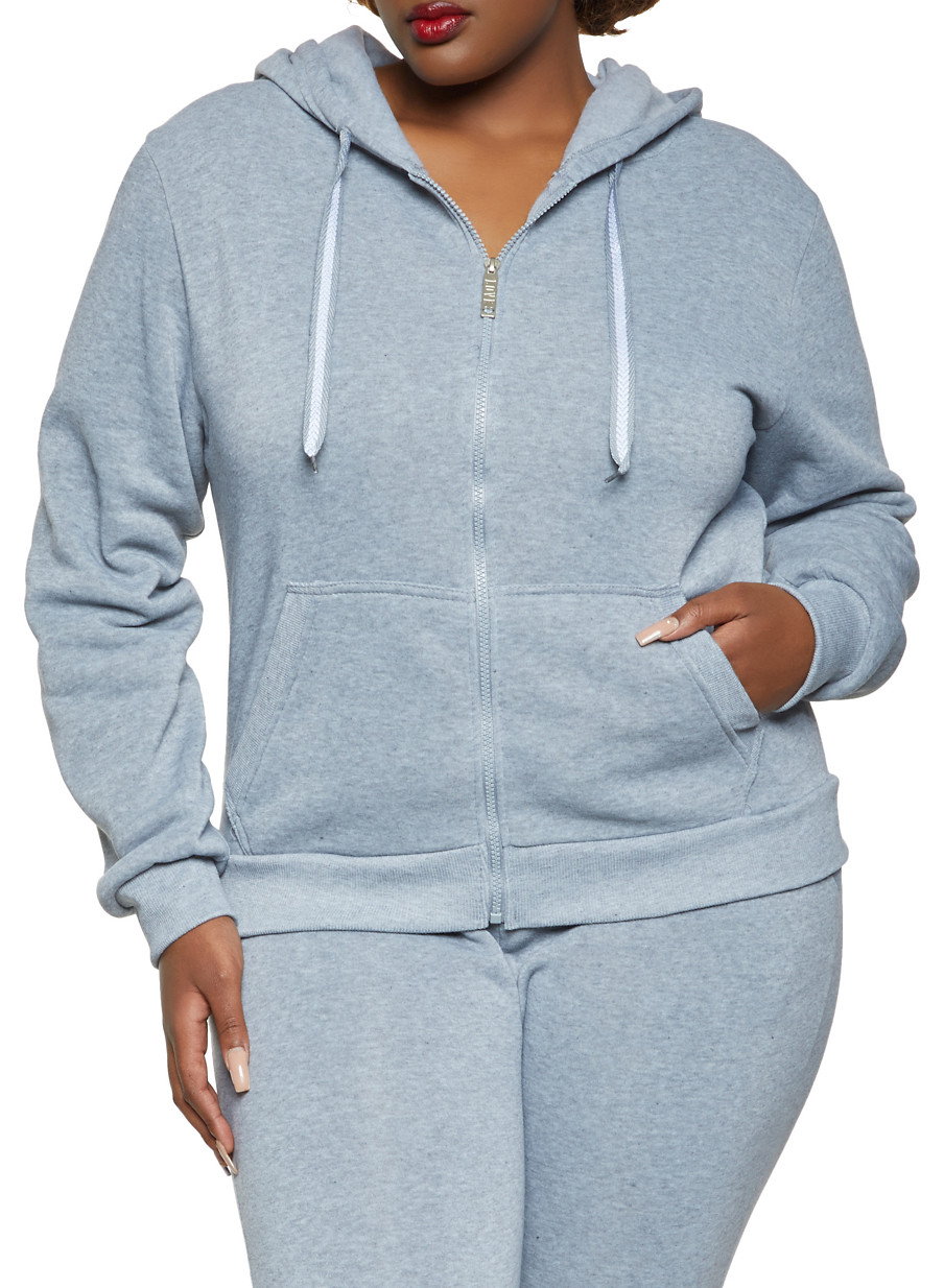 plus size zip front hoodie