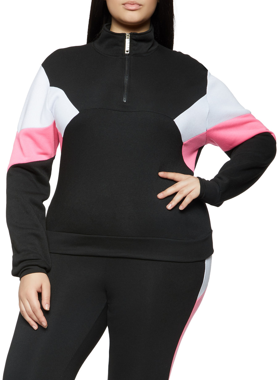 plus size half zip sweatshirt