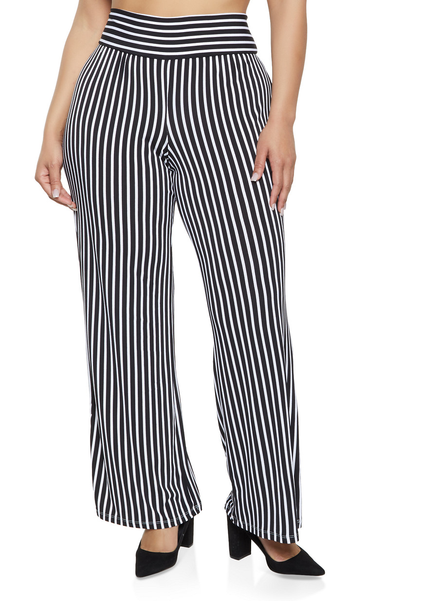 Striped Palazzo Pants Outfit Plus Size - Plajă