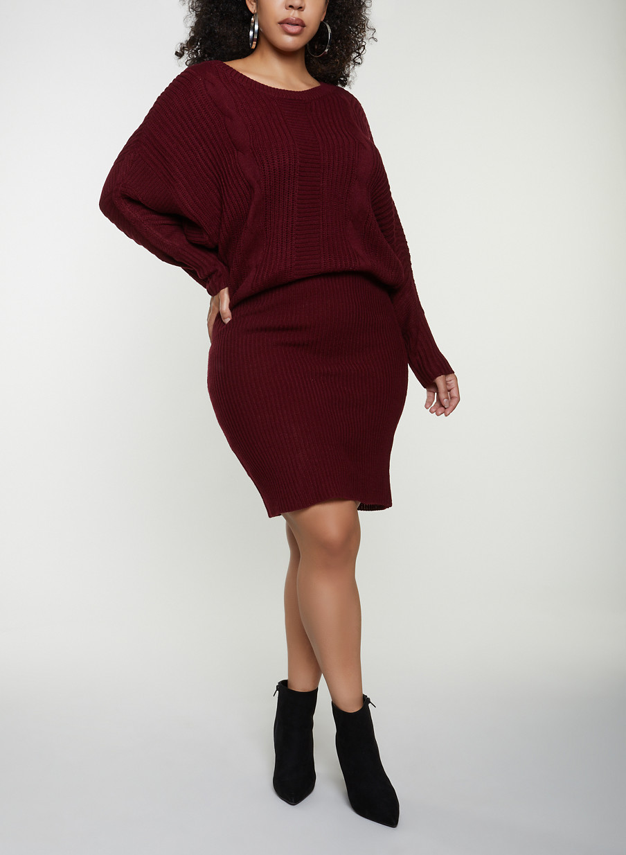 burgundy sweater dress plus size