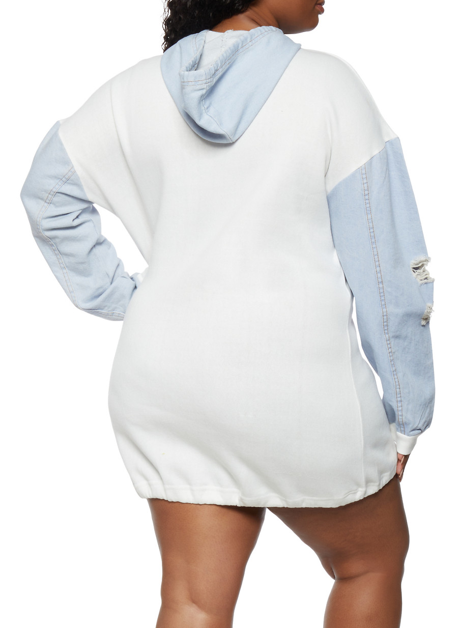 sweatshirt with denim sleeves