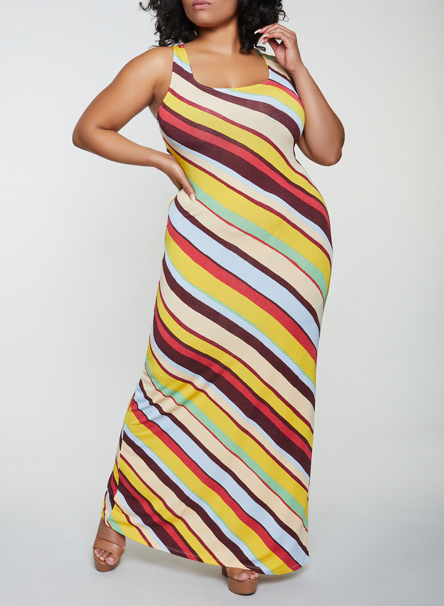 plus size striped maxi dress