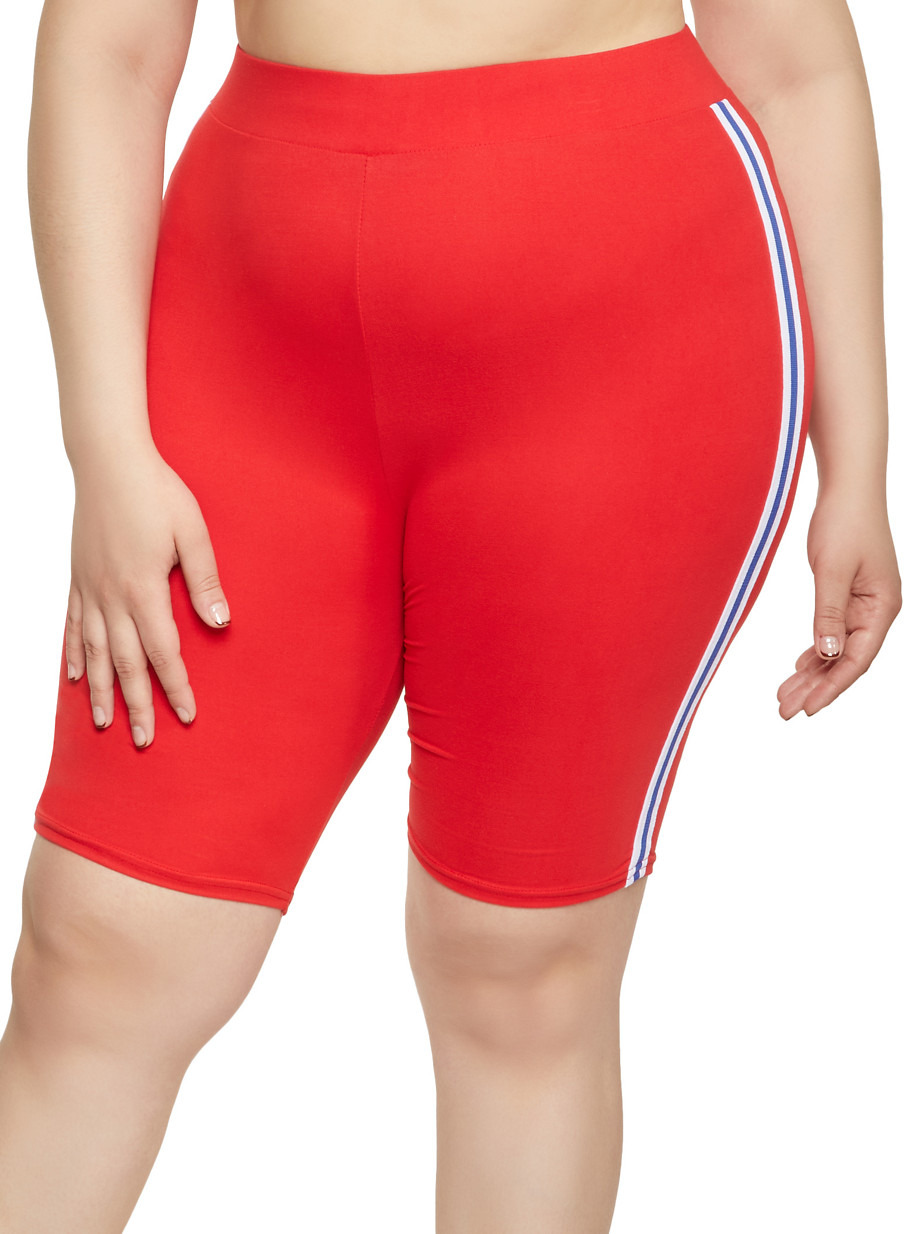 plus size red biker shorts