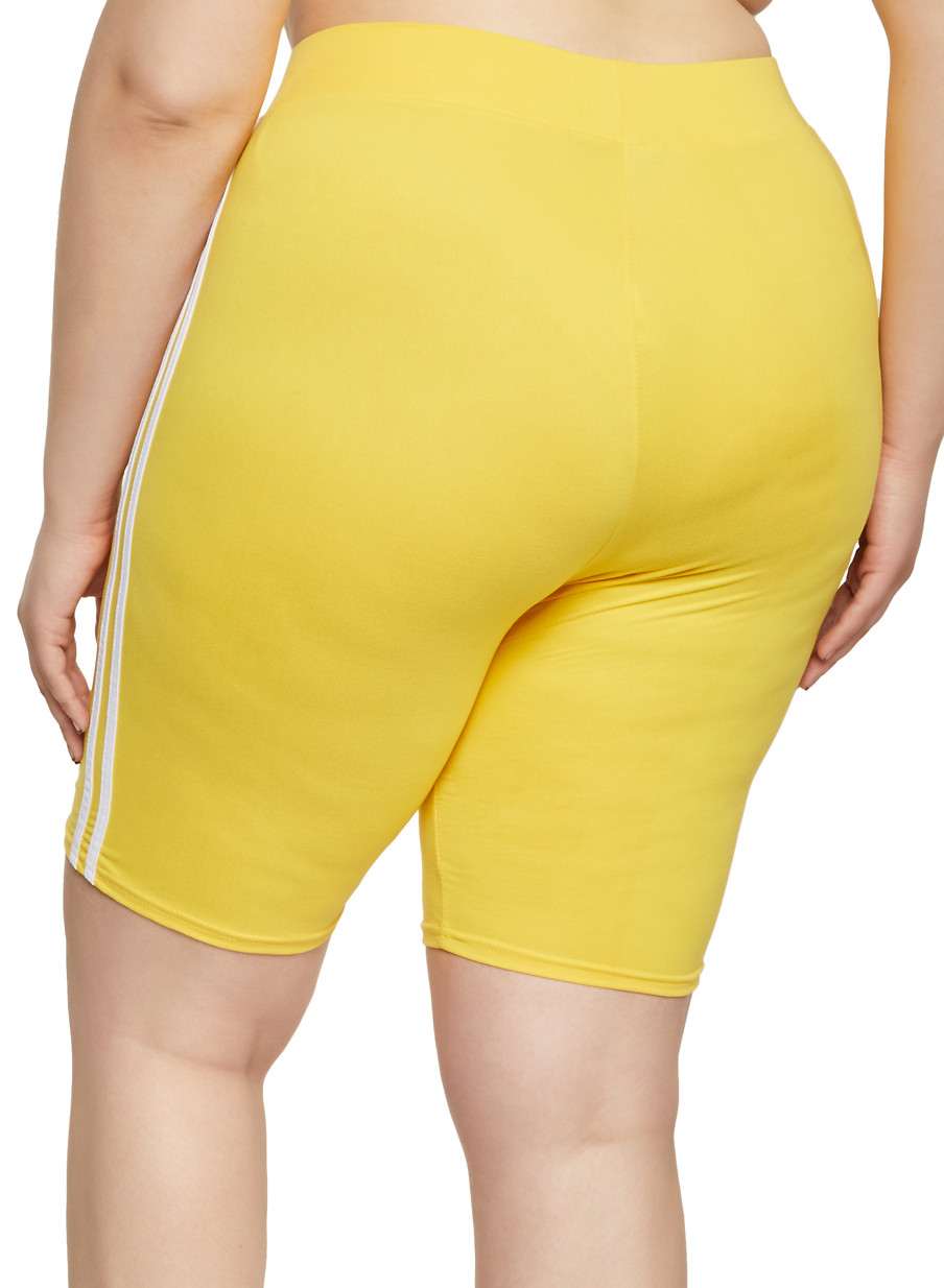 plus size yellow biker shorts