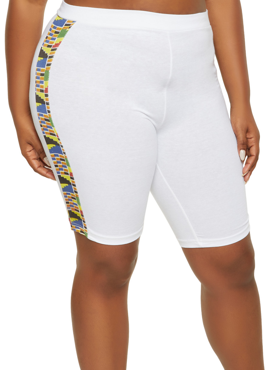 white plus size biker shorts