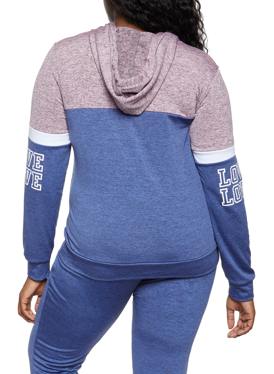 plus size zip front hoodie