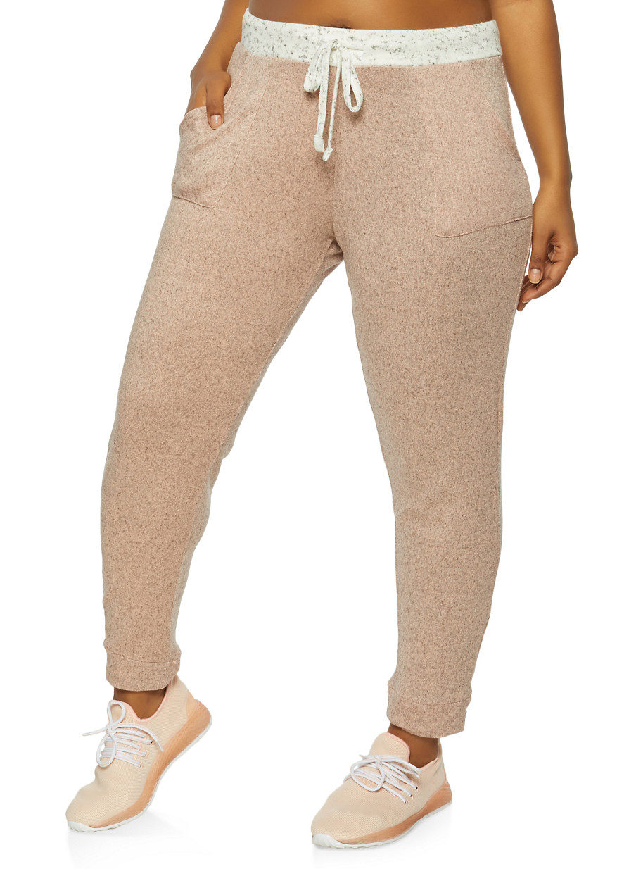 Plus Size Marled Contrast Trim Joggers