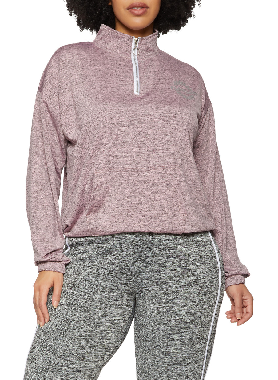 plus size half zip sweatshirt