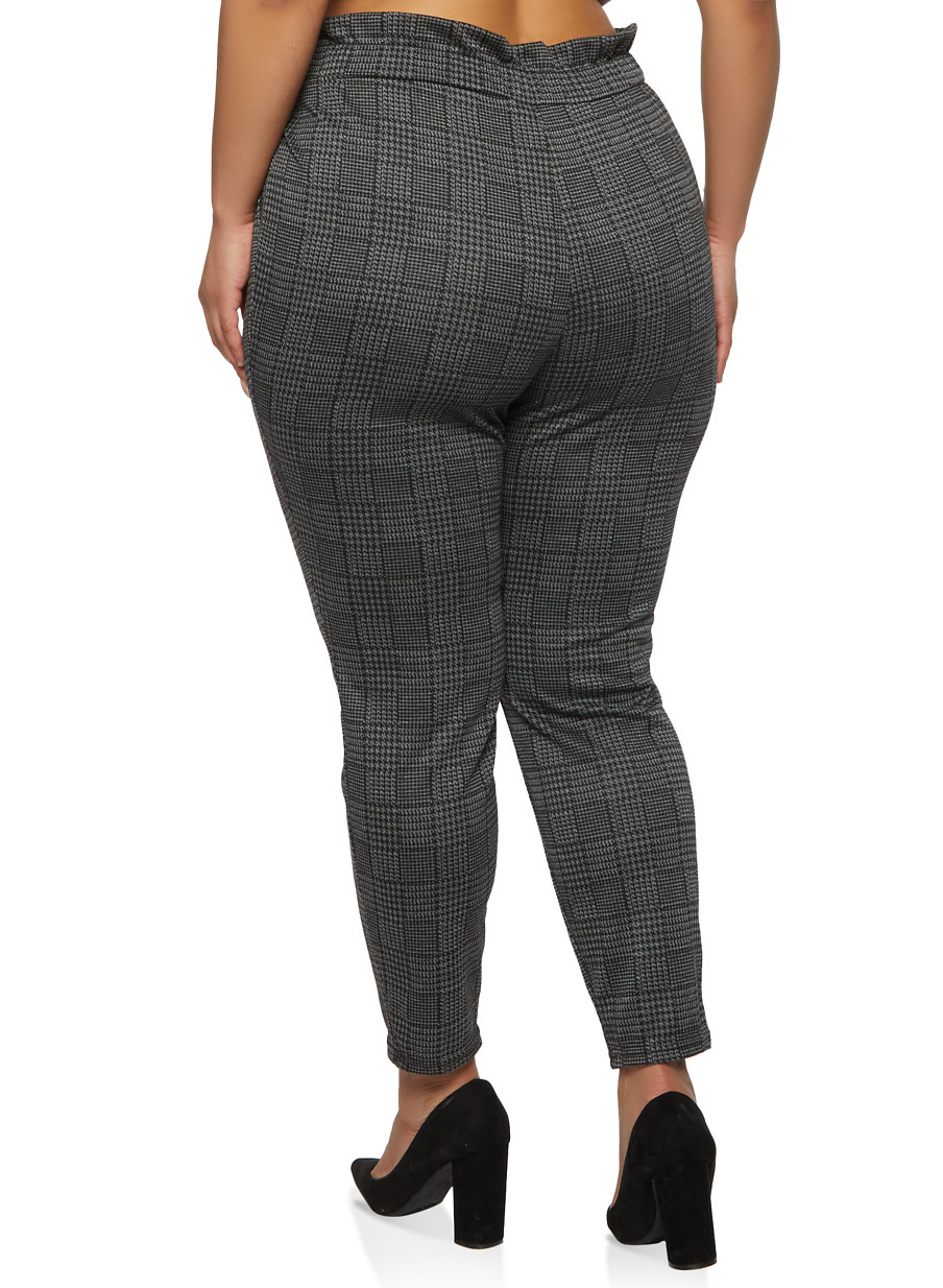 high waisted plaid pants plus size