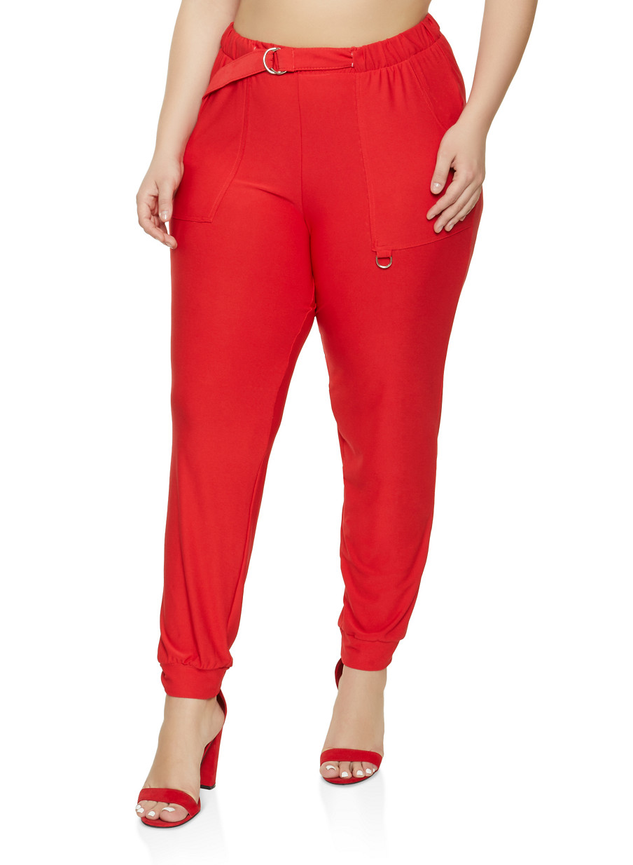 plus size red joggers